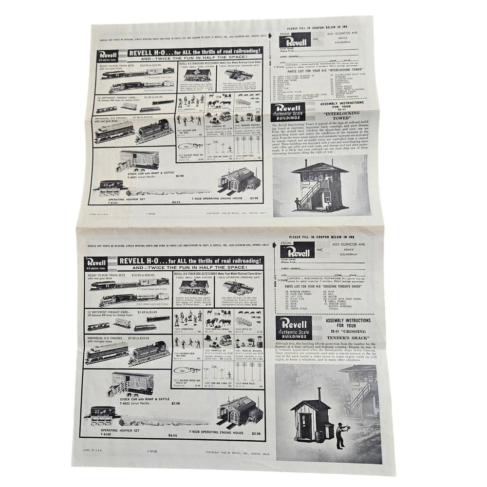 Vintage 1958 Revell‎ HO Scale Model Railroad Instructions Catalog 1950s